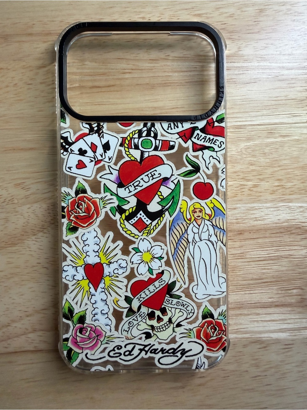 Ed Hardy Clear Tattoo-Print iphone pro max Case